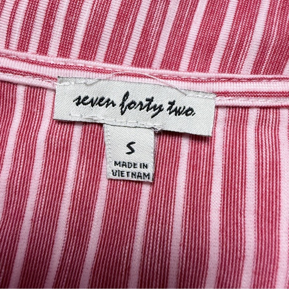 SEVEN FORTY TWO RED AND WHITE STRIPED ASYMMETRICAL TOP - Picture 7 of 7